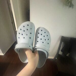 Baby blue platform crocs